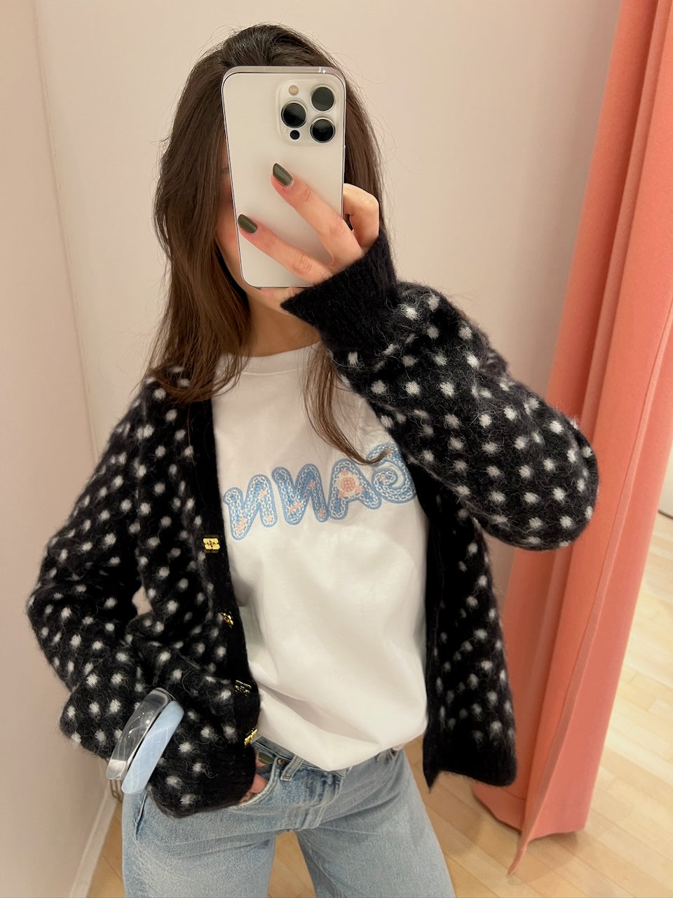 Heavy Cotton Jersey Relaxed Fit Ganni EMB bright white