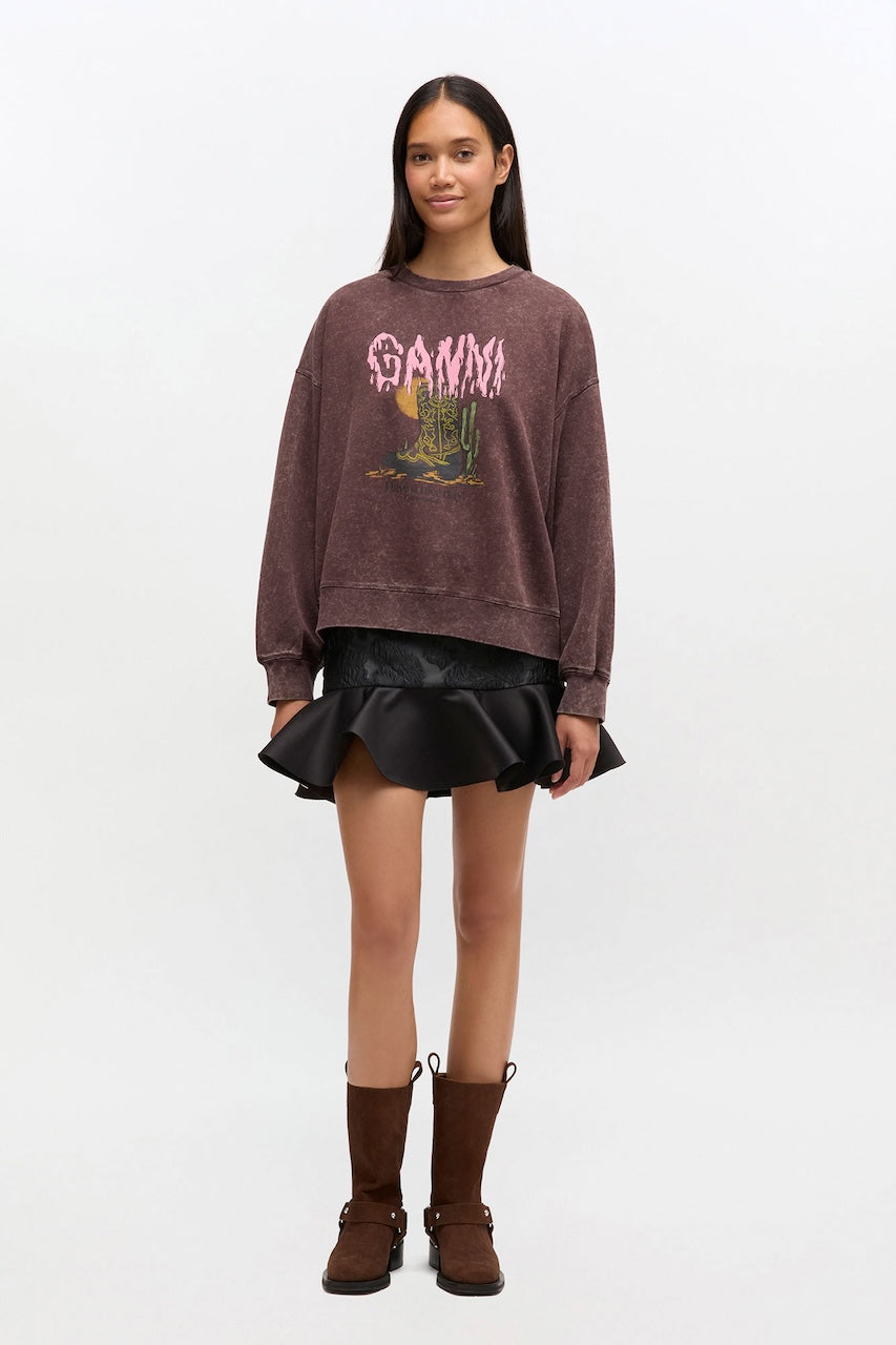 Isoli Crewneck Vintage Wash chocolate plum