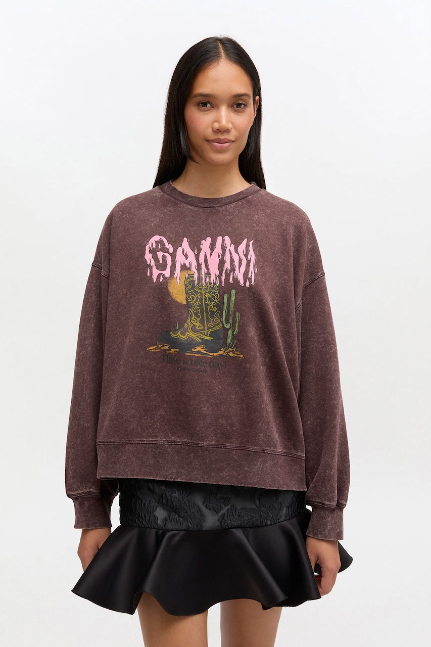 Isoli Crewneck Vintage Wash chocolate plum