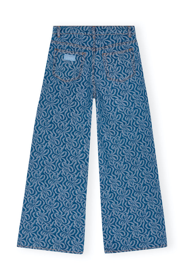 Jacquard Denim Wide Pants mid blue stone