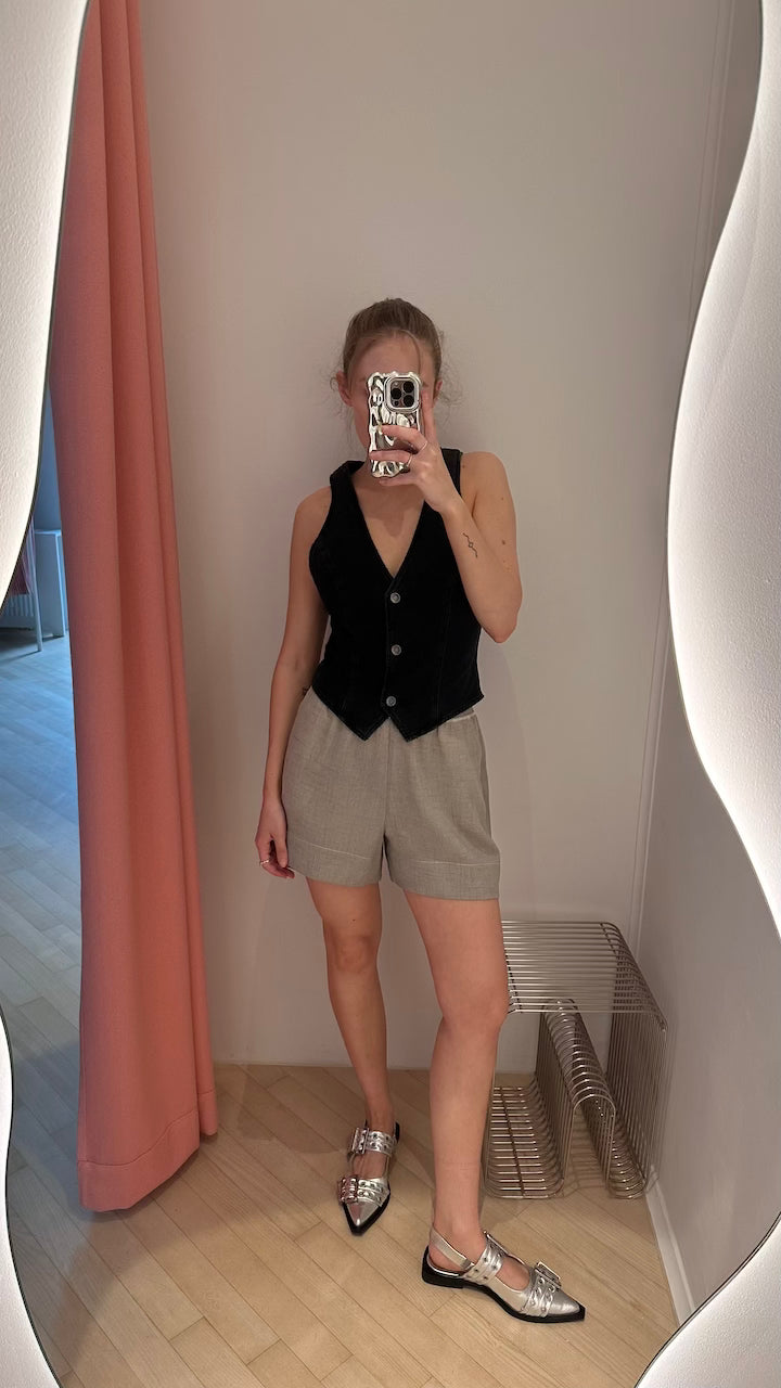 Light Melange Suiting Elasticated Shorts alfalfa