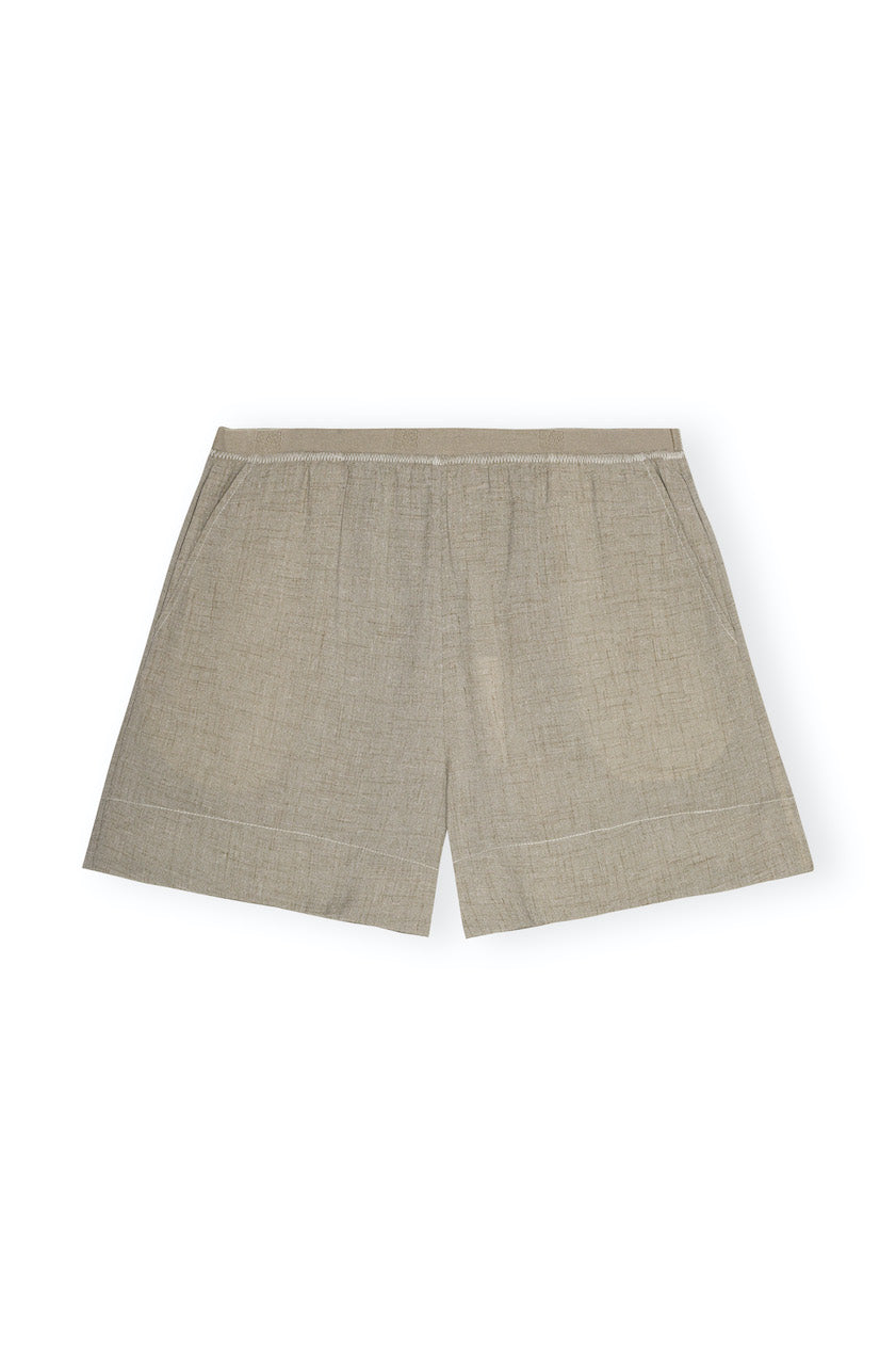 Light Melange Suiting Elasticated Shorts alfalfa