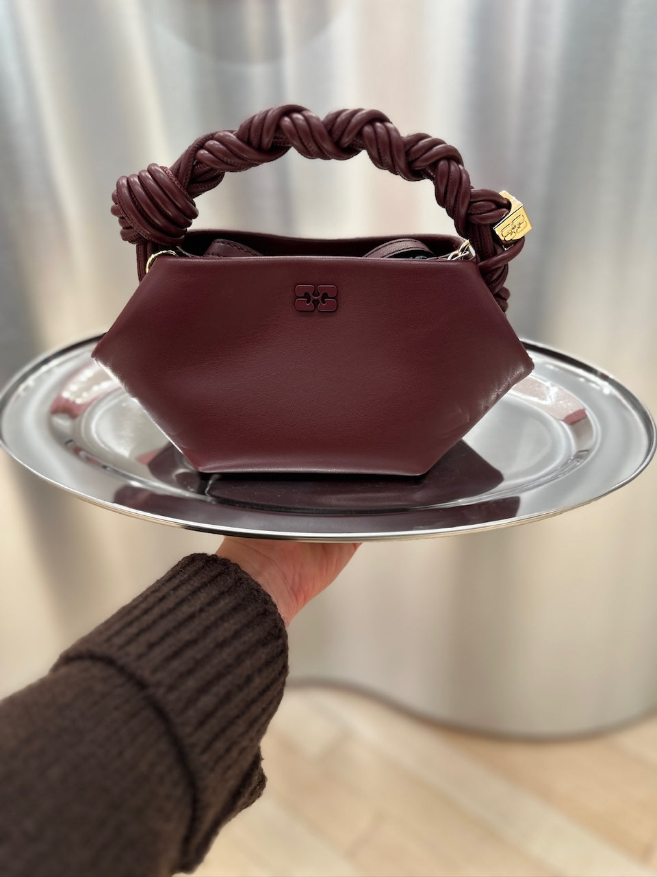 Ganni Mini Bou Bag burgundy