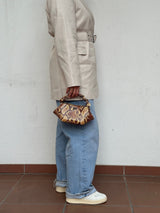Ganni Mini Bou Bag Snake buckthom brown