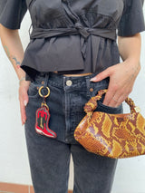 Ganni Mini Bou Bag Snake buckthom brown