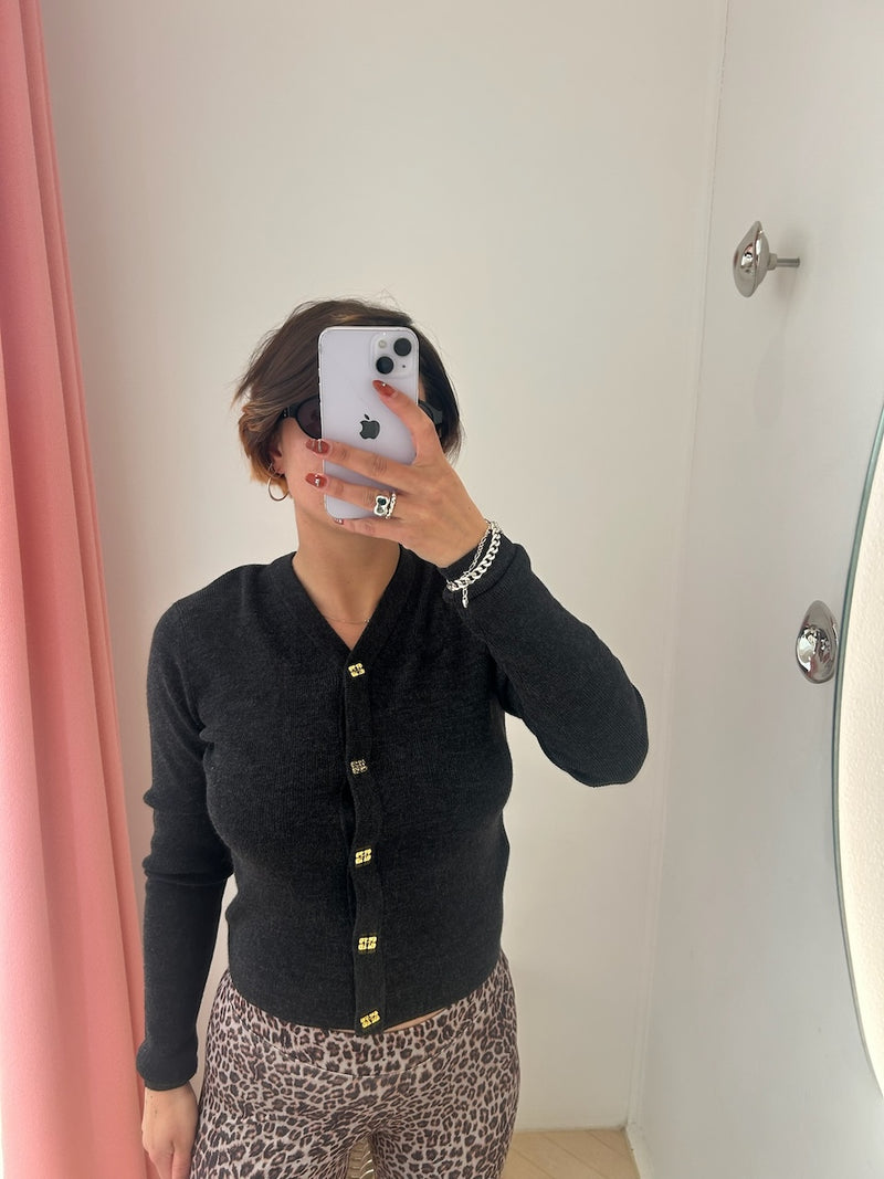 Mini Ribbed Merino Cardigan phantom