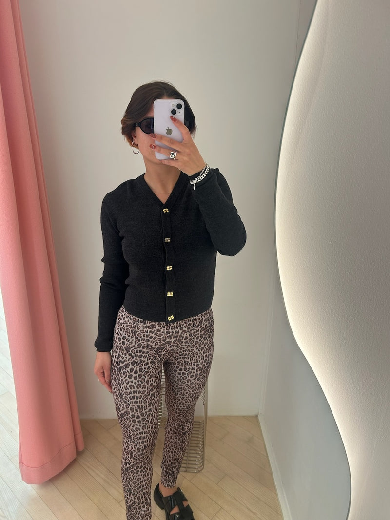 Mini Ribbed Merino Cardigan phantom