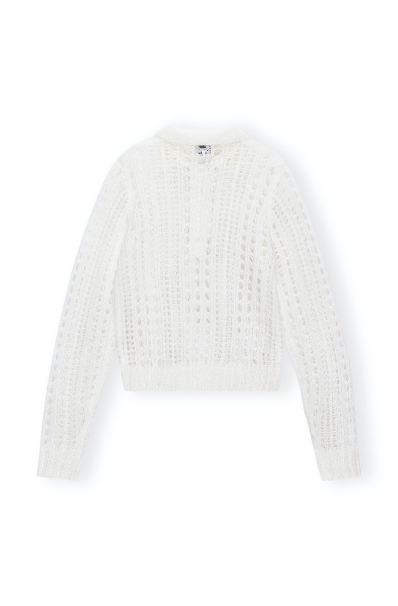 Mohair Lace Polo bright white