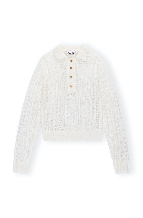 Mohair Lace Polo bright white