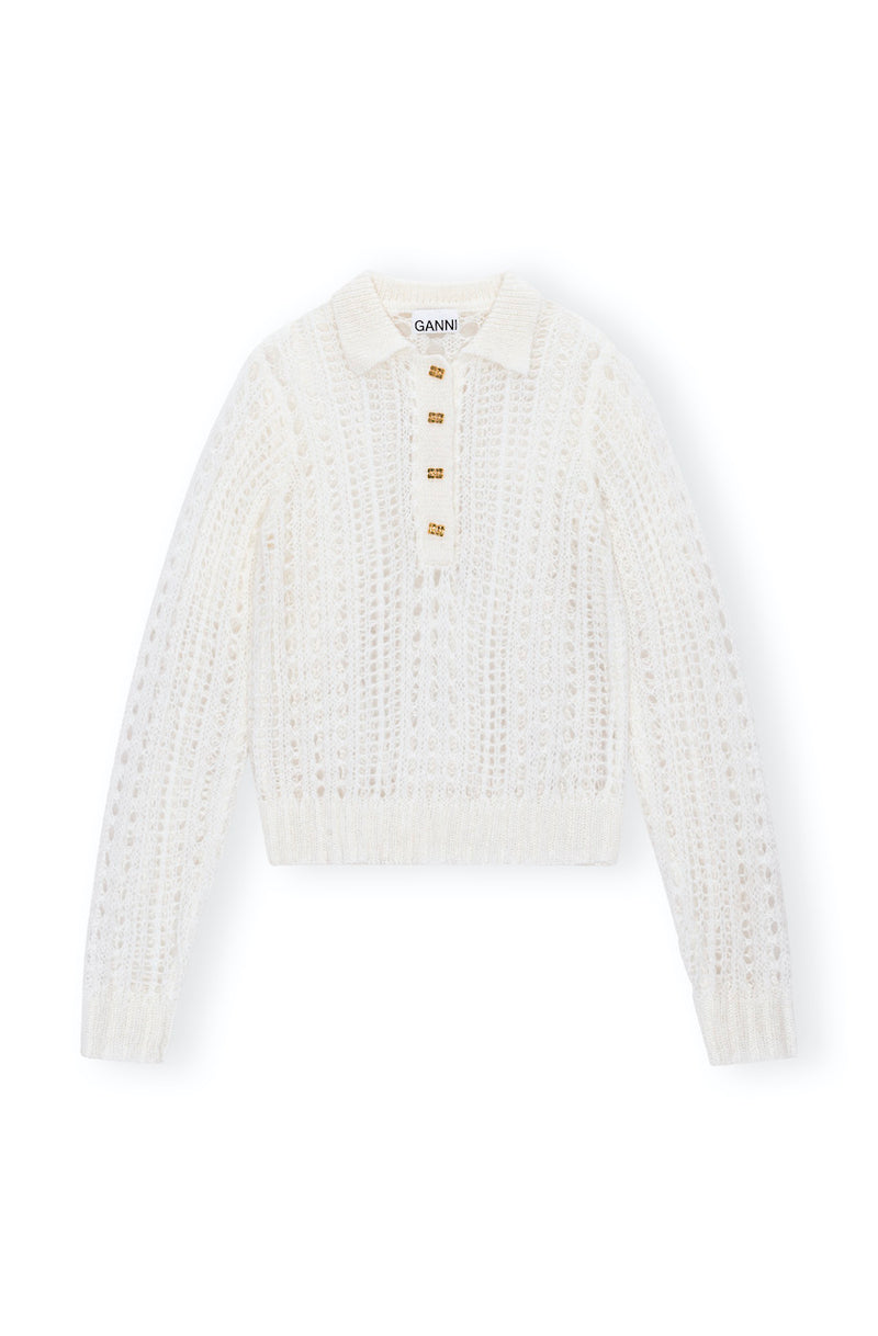 Mohair Lace Polo bright white