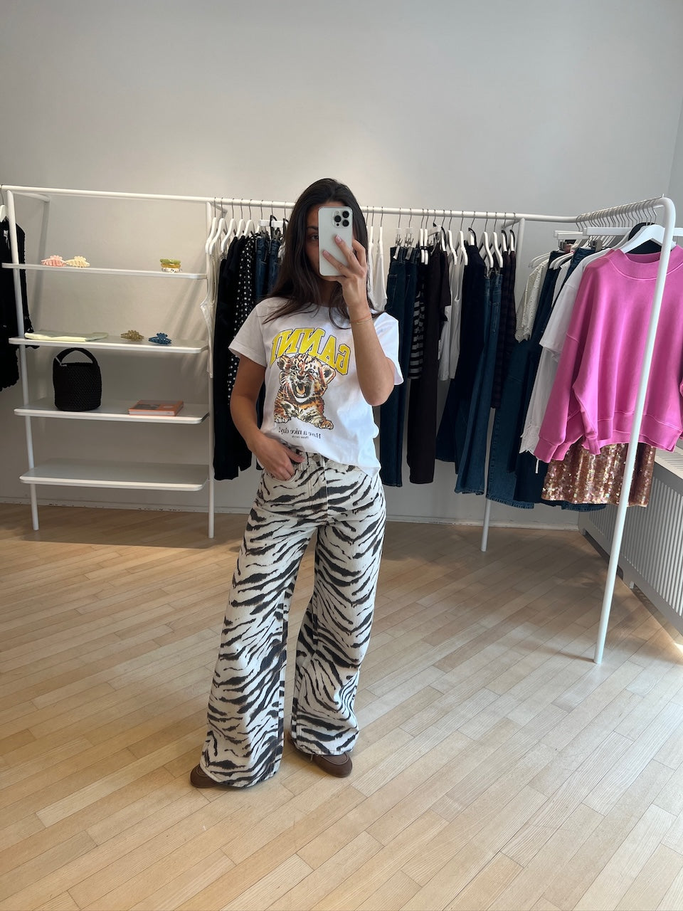 Print Denim Lari Jeans egret zebra