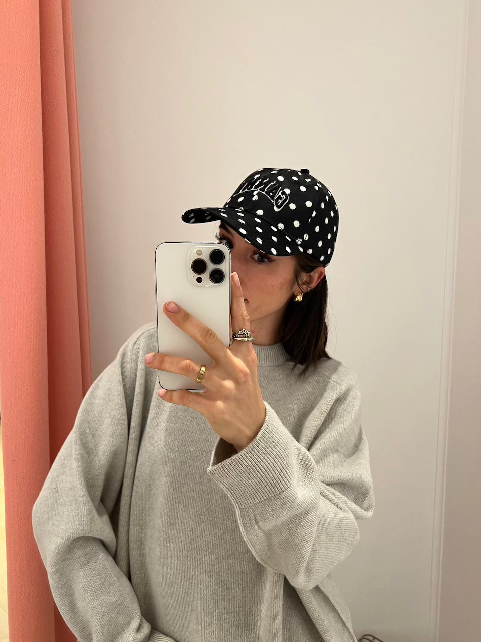 GANNI Printed Nylon Cap black