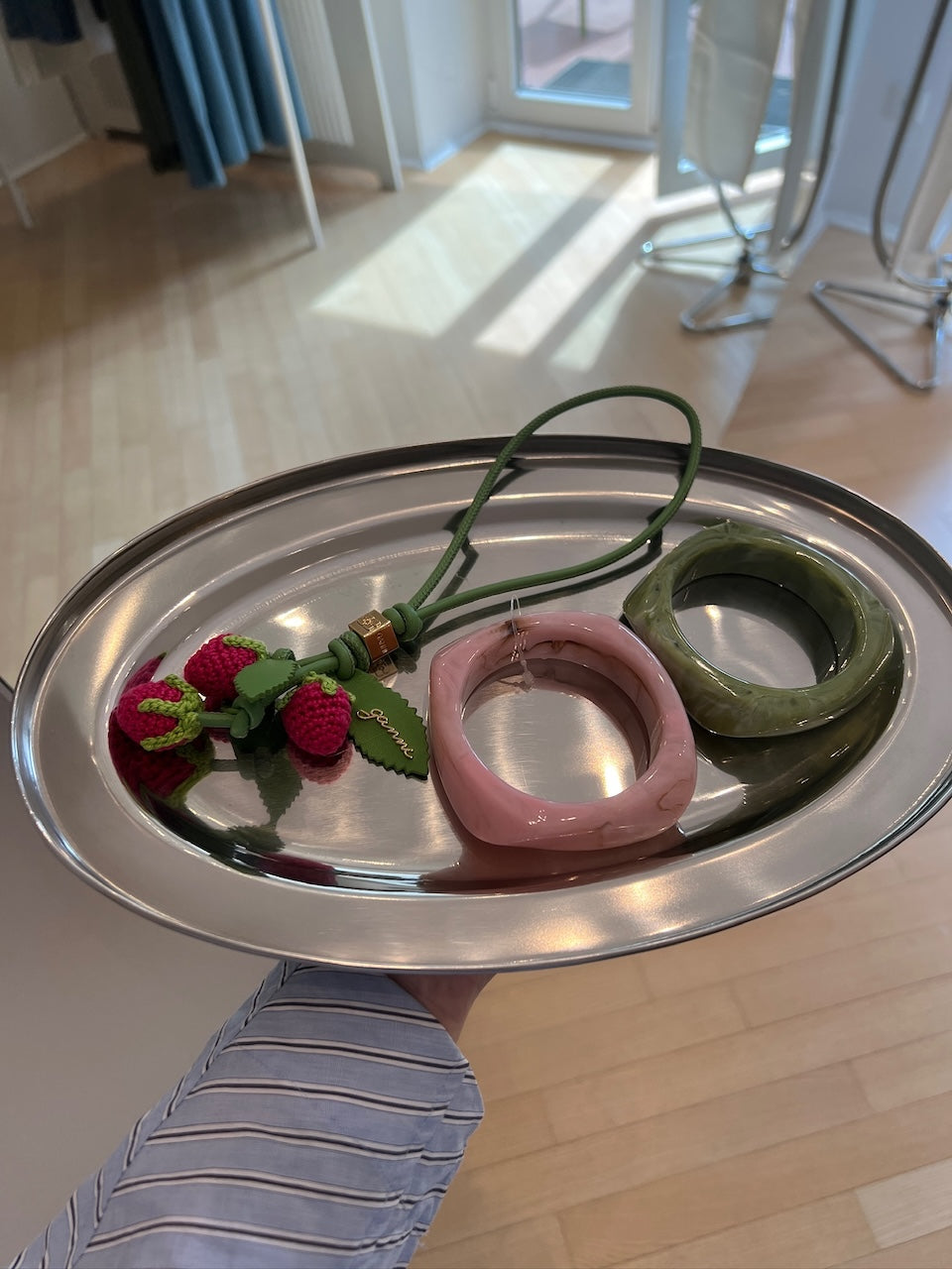 Raspberry Flower Bag Charm