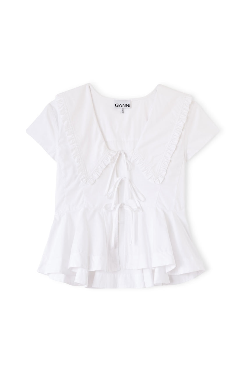 Cotton Poplin Collar Blouse bright white
