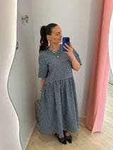 Seersucker Check Midi Dress soft chambray