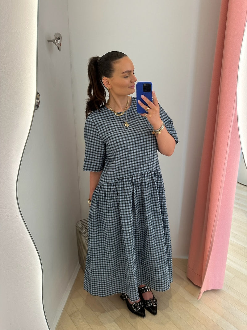 Seersucker Check Midi Dress soft chambray
