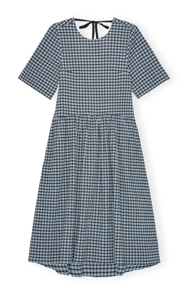Seersucker Check Midi Dress soft chambray
