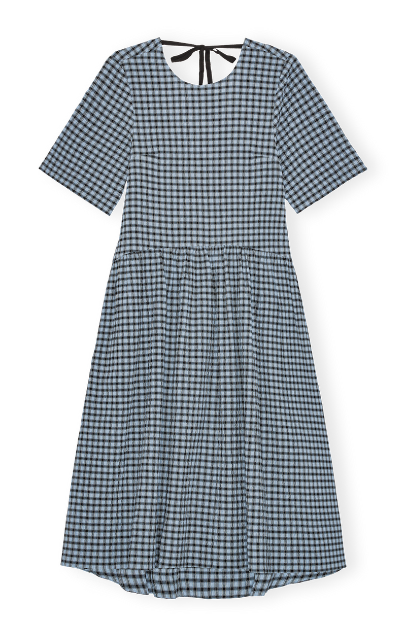 Seersucker Check Midi Dress soft chambray