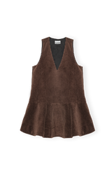 Seersucker Corduroy V-neck Mini Dress chicory coffee