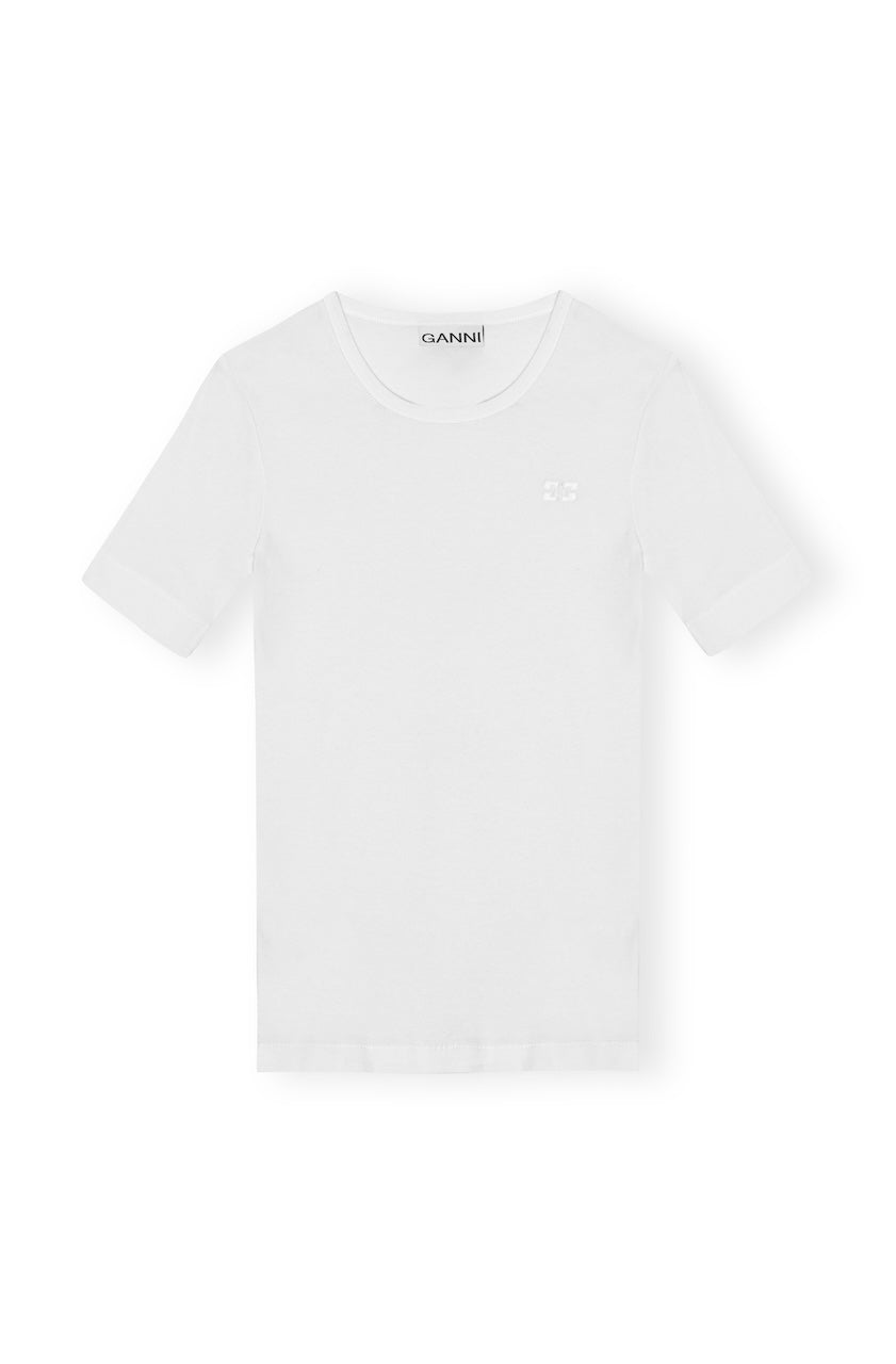 Soft Cotton Rib Short Sleeve T-Shirt bright white