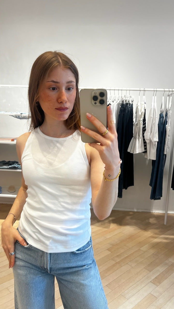Soft Cotton Rib Tank Top bright white