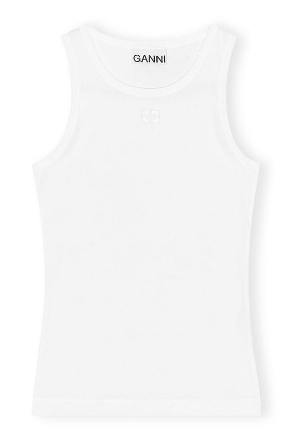 Soft Cotton Rib Tank Top bright white