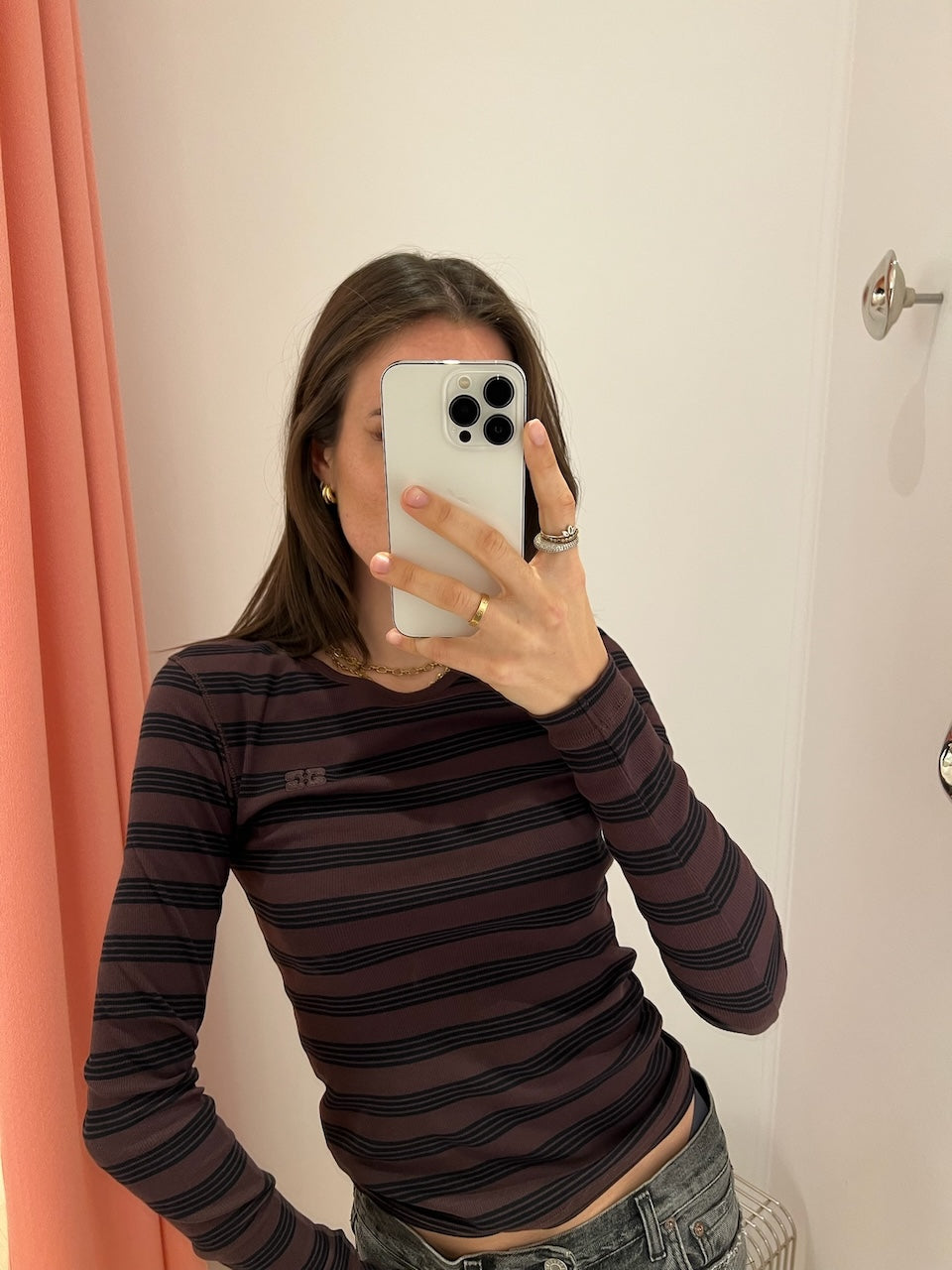 Soft Cotton Stripe Rib Longsleeve chocolate plum