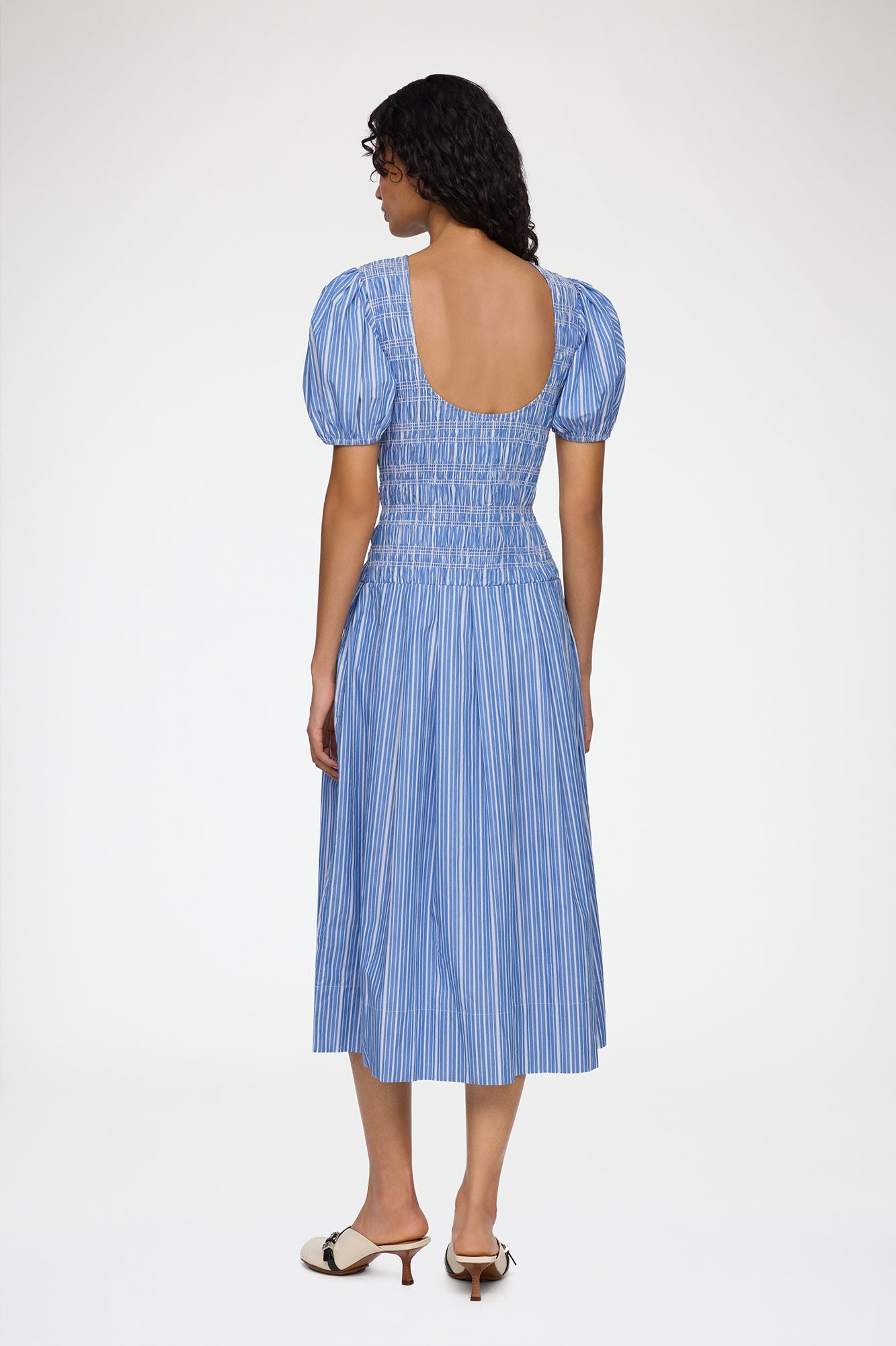Stripe Cotton Dress nouvean navy