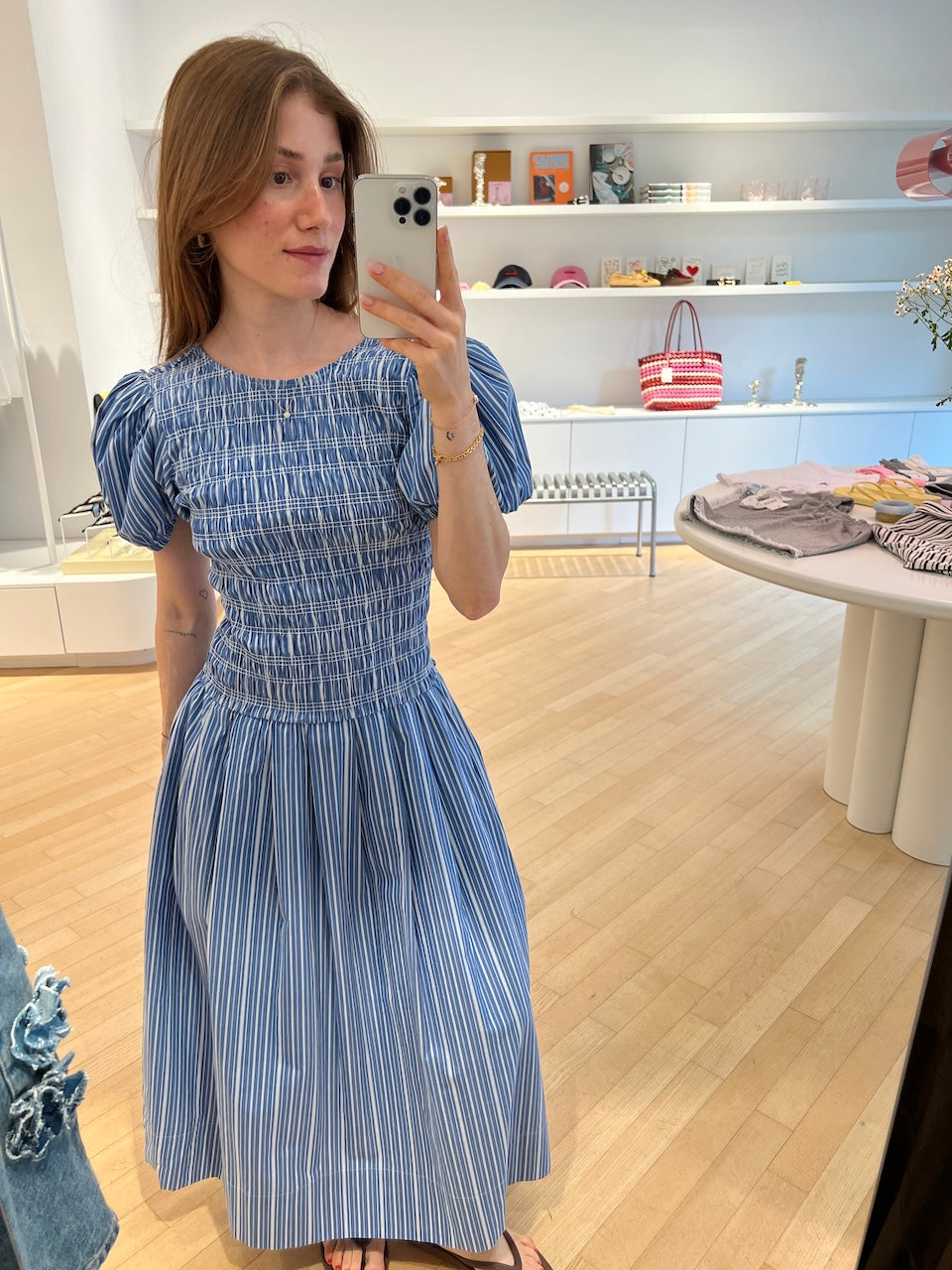 Stripe Cotton Dress nouvean navy