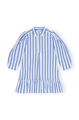 Stripe Cotton Mini Shirt Dress silver lake blue