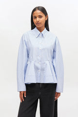 Stripe Cotton Peplum Shirt lavender lustre