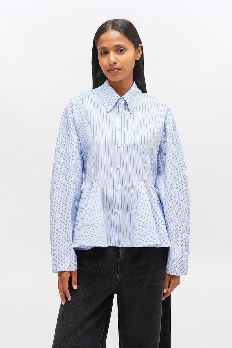 Stripe Cotton Peplum Shirt lavender lustre