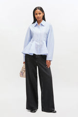Stripe Cotton Peplum Shirt lavender lustre