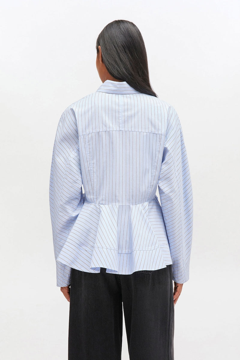 Stripe Cotton Peplum Shirt lavender lustre