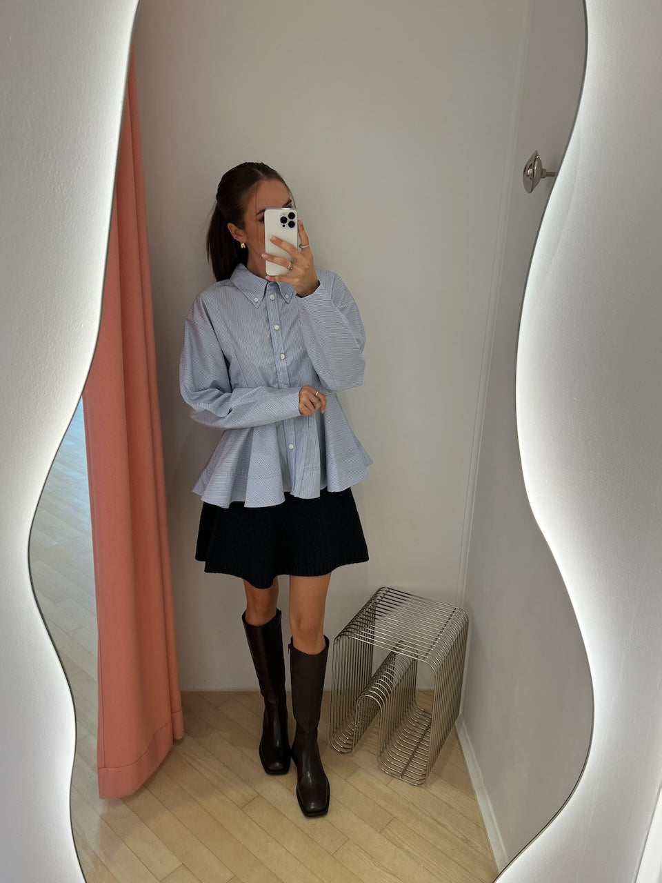 Stripe Cotton Peplum Shirt lavender lustre