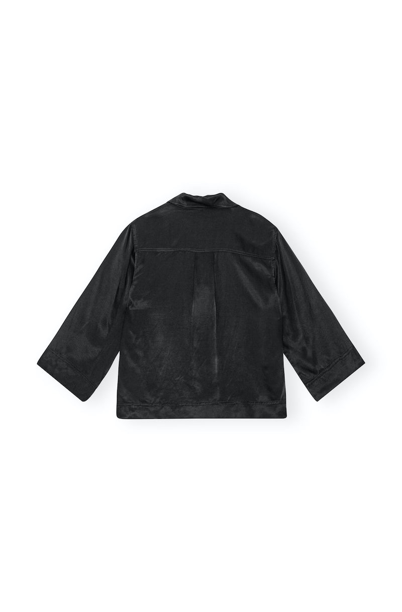 Washed Satin Shirt black