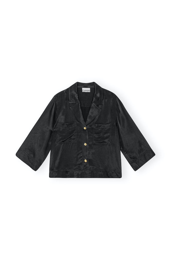 Washed Satin Shirt black