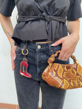 Ganni Western Boot Keyring racing red