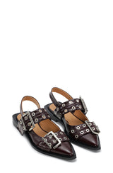 Wide Welt Buckle Ballerina Naplack burgundy