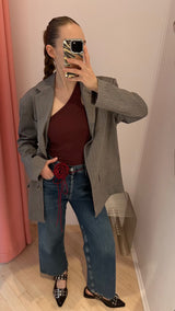 Wide Welt Buckle Ballerina Naplack burgundy