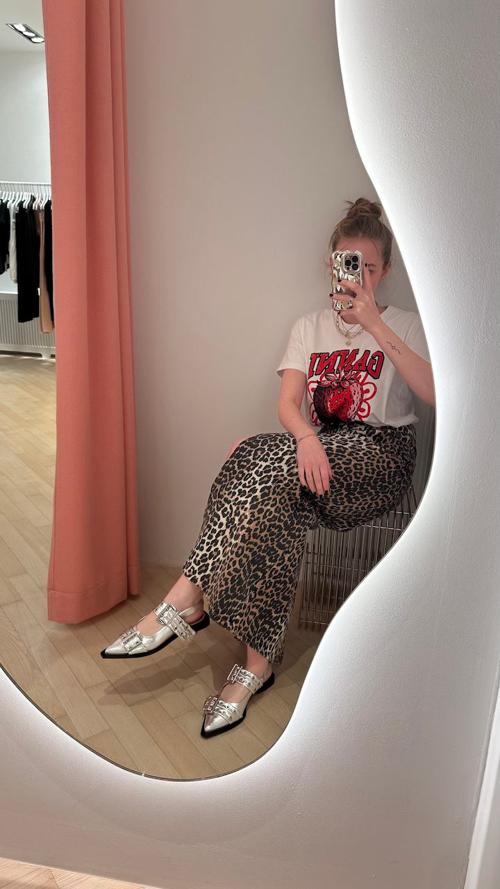 Wide Welt Buckle Ballerina Naplack silver