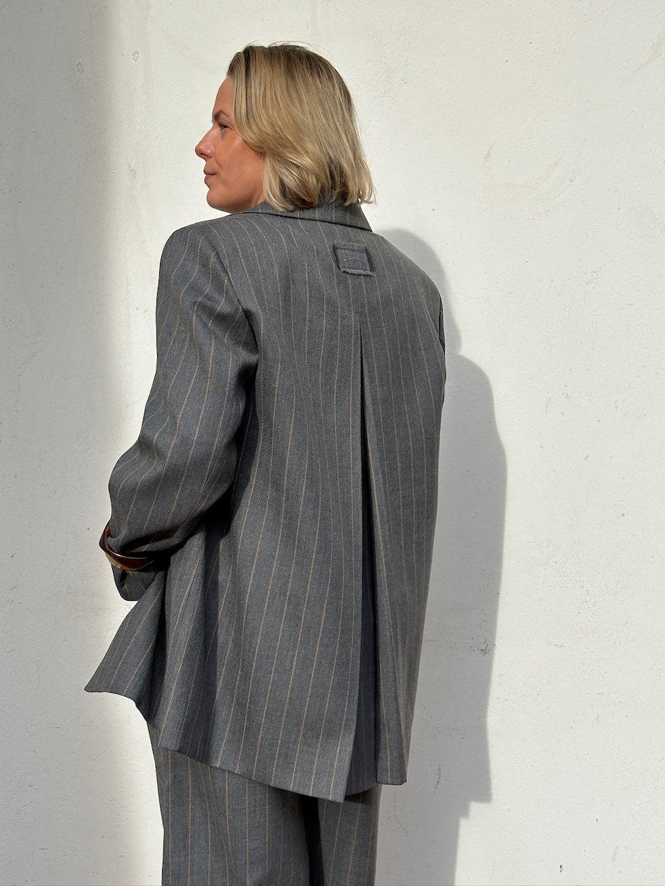 Wool Stripe Blazer pewter melange