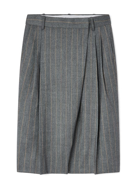 Wool Stripe Wrap Shorts pewter melange