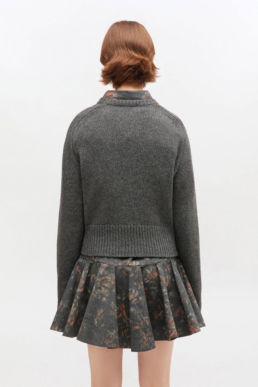 Wool Yak Mix Deep V-neck phantom