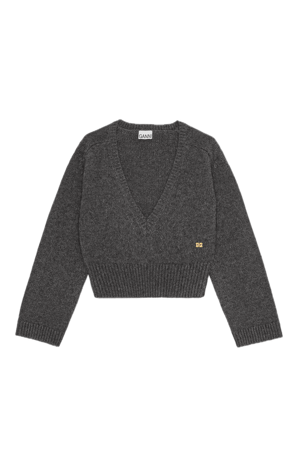 Wool Yak Mix Deep V-neck phantom