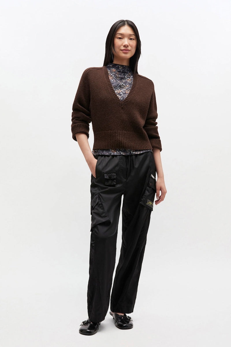 Wool Yak Mix Deep V-neck shaved chocolate