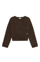 Wool Yak Mix Deep V-neck shaved chocolate