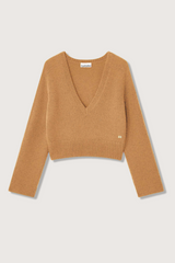 Wool Yak Mix Deep V-neck tiger's eye