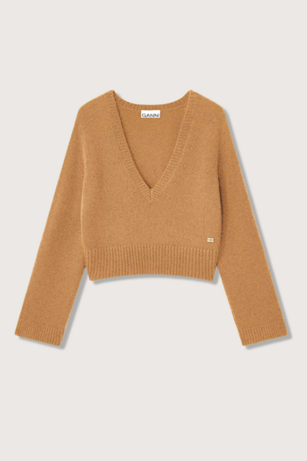 Wool Yak Mix Deep V-neck tiger's eye