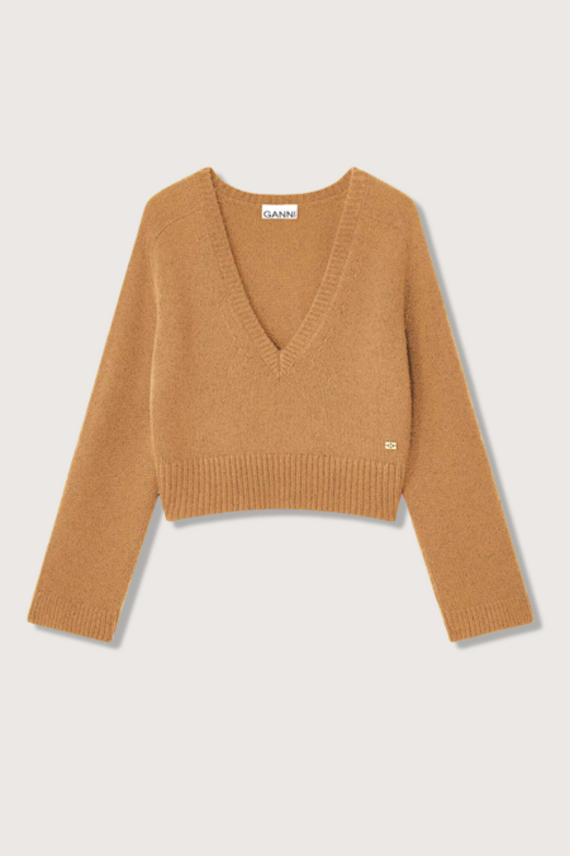 Wool Yak Mix Deep V-neck tiger's eye
